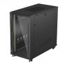 Lanberg Szafa instalacyjna rack stojąca 19 22U 600x1200 czarna drzwi   przeszklone (flat pack)